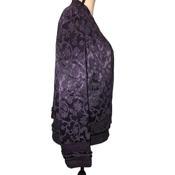 Purple Jacket Size XL Petite Velvet Trim Fairy Grunge Witchy Boho Tapestry Goth - Picture 2 of 11